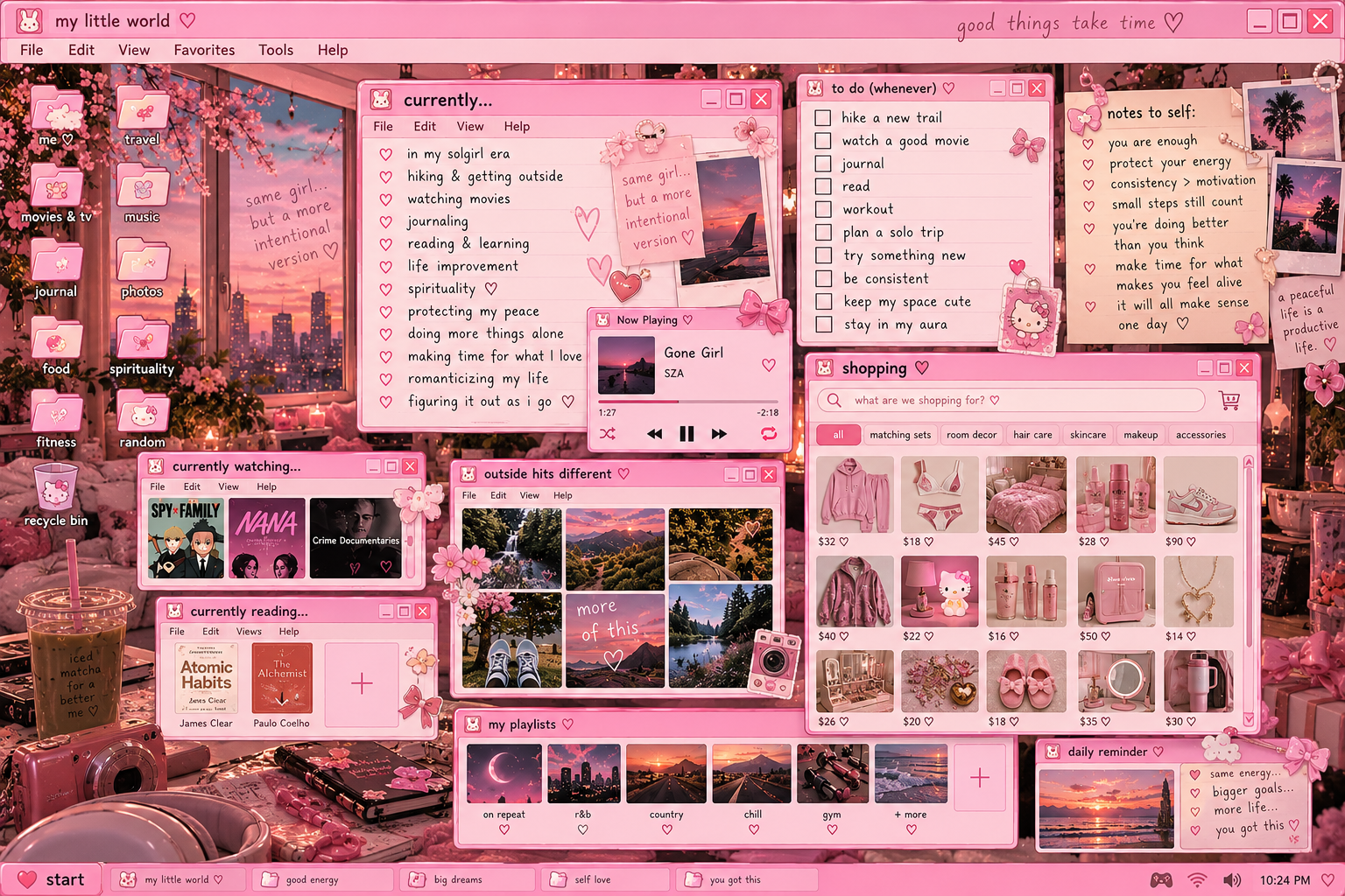 My pink Y2K currently desktop
