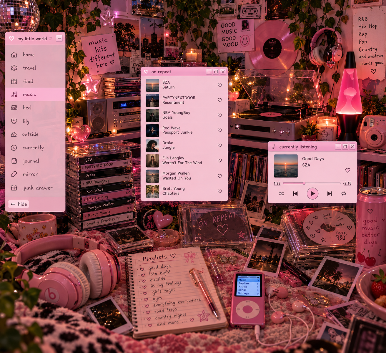 My pink Y2K music room